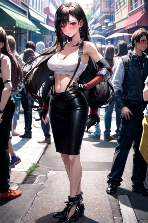 Corps Entier, Beaucoup De Gens Autour, Tifa Lockhart (final Fantasy)Porno IA