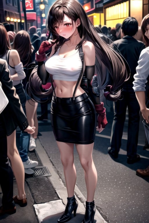 Muitas Pessoas Ao Redor, Corpo Todo, Tifa Lockhart (final Fantasy) Pornografia de IA