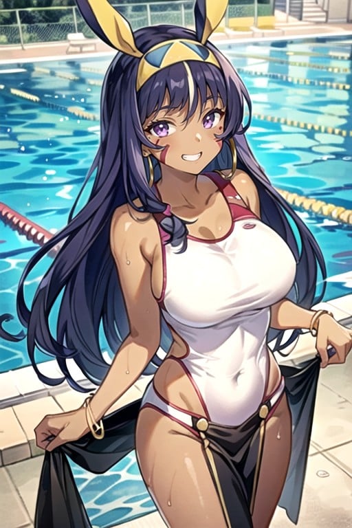 Thick Lines, School Swim Suit, Pool AI Porn