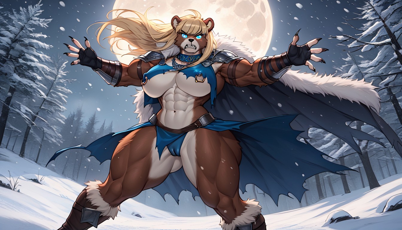 Scarf, Wind In Hair, Extremely Large Ass Furry AI Porn
