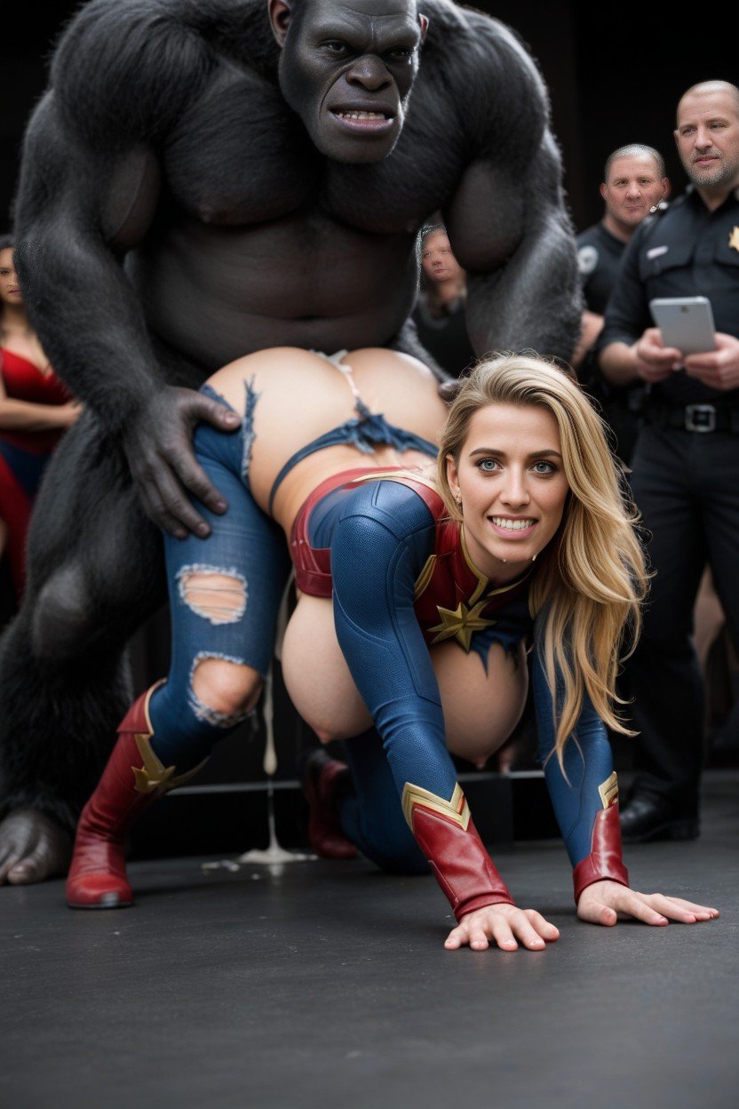 Muitas Pessoas Ao Redor, Exposed Nipples, Captain Marvel Pornografia de IA