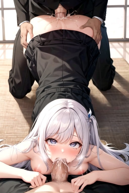 White Hair, Middle Chest, Spread VaginaAIポルノ