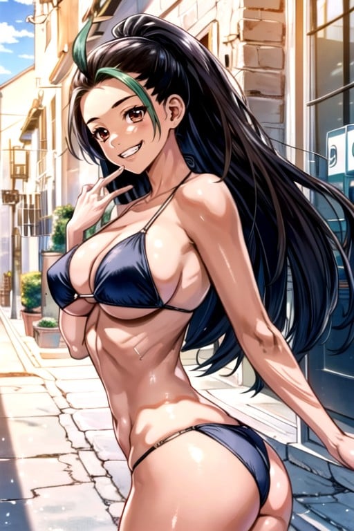 Sorrindo, Bikini, Manga In Color Pornografia de IA