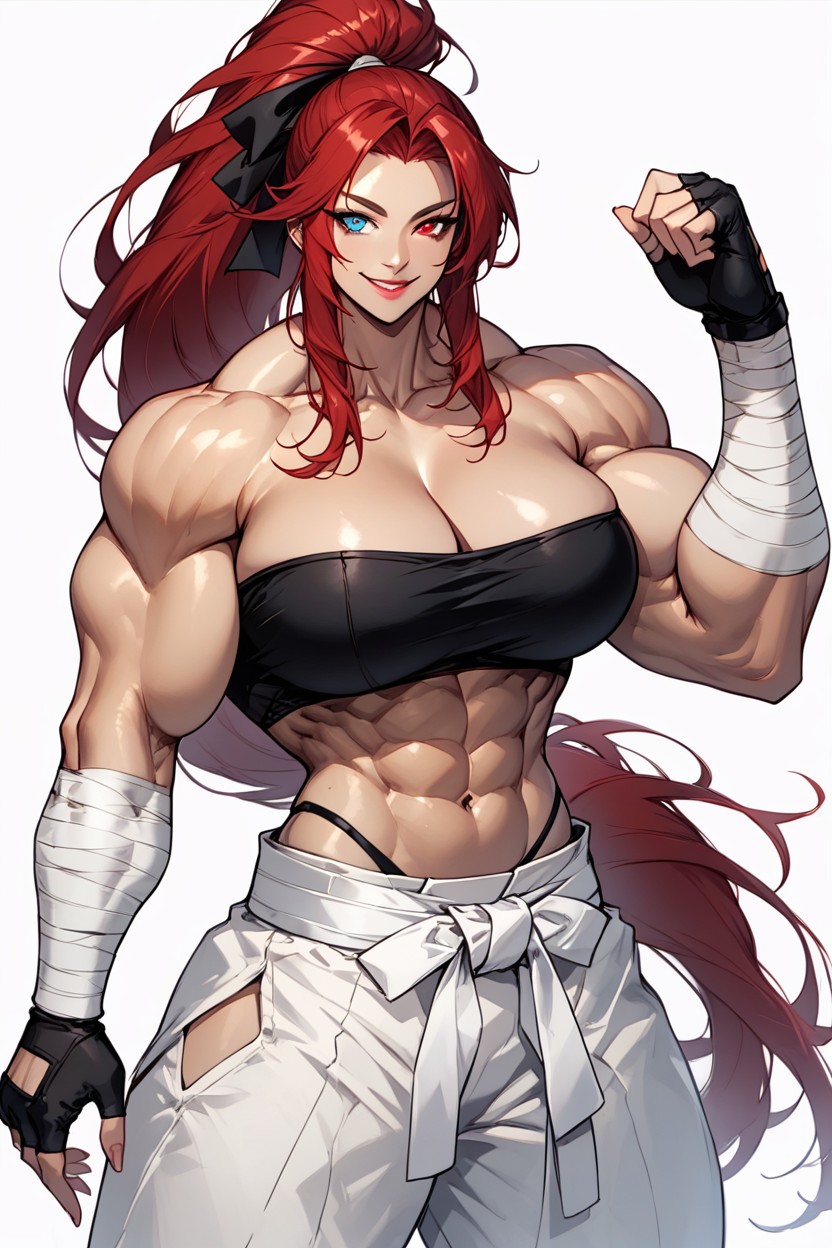Smiling, Red Eye, Combat Pose AI Porn