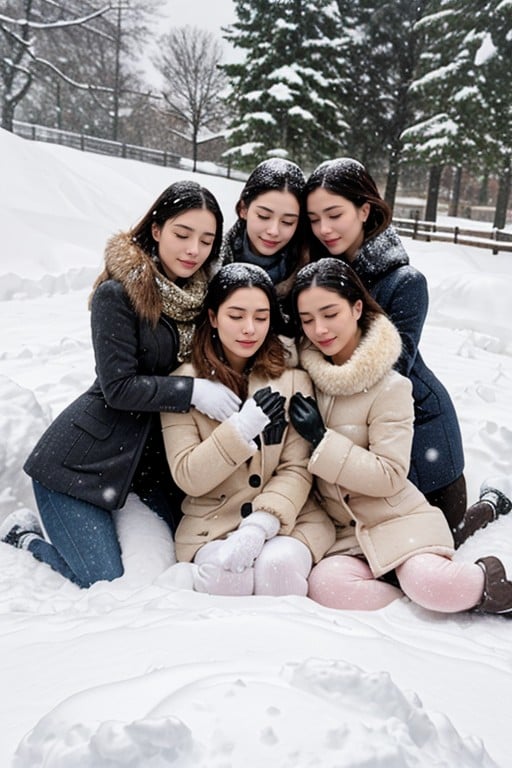 ナイロン手袋, 普通のお尻, 雪AIポルノ