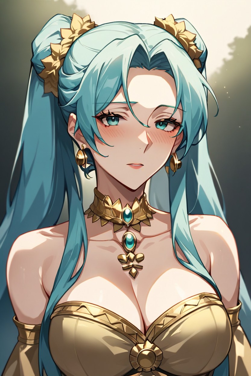 Aqua Hair, Aqua Eyes, EarringsPorno AI