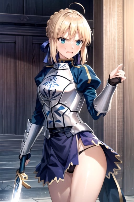 Artoria Pendragon, Sorprendida, Вид Снизу Вверх Под ЮбкуPorno AI