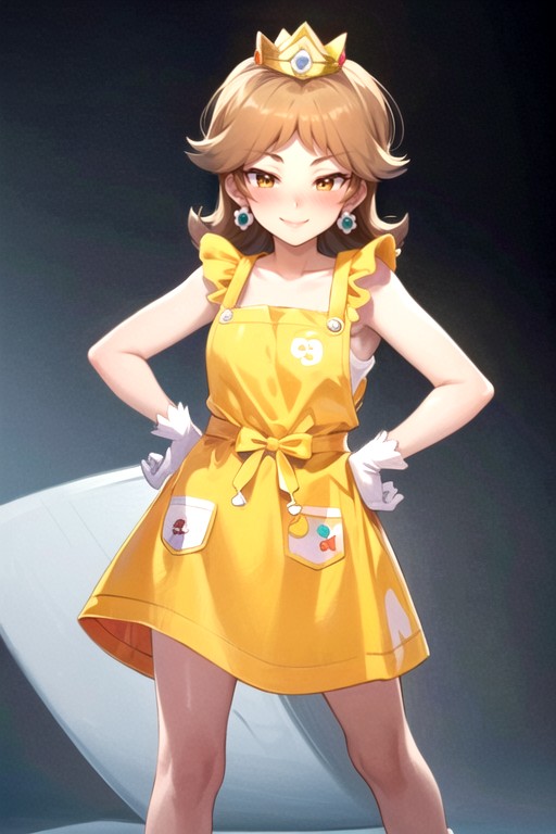 Apron, Mischievous (smiling While Blushing), Daisy (super Mario Bros) AI Porn