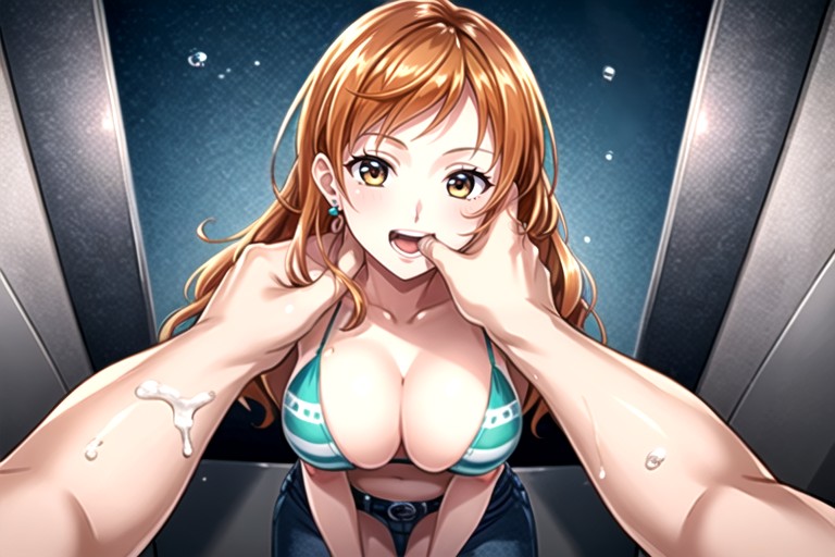 娜美 (海贼王), One Piece Nami One Piece Commentary Request Highres Textless Version Boy Girl Arm Tattoo Bath Bathroom Bathtub Blush Breasts Brown Eyes Brown Hair Caressing Testicles Censored Completely Nude Cum Ejaculation Food Fruit Grabbing Anothers Breast Groping Hair Up Handjob Heart Hetero Jewelry Large Breasts Mixed Sex Bathing Mosaic Censoring Motion Lines Naughty Face Necklace Nipples Nude Open Mouth Orange Fruit Partially Submerged Penis Pov Shared Bathing Signature Soap Bubbles Solo Focus Spoken Heart Tattoo Testicles Tongue Tongue Out Two Handed Handjob, 第一人称视角AI黄片