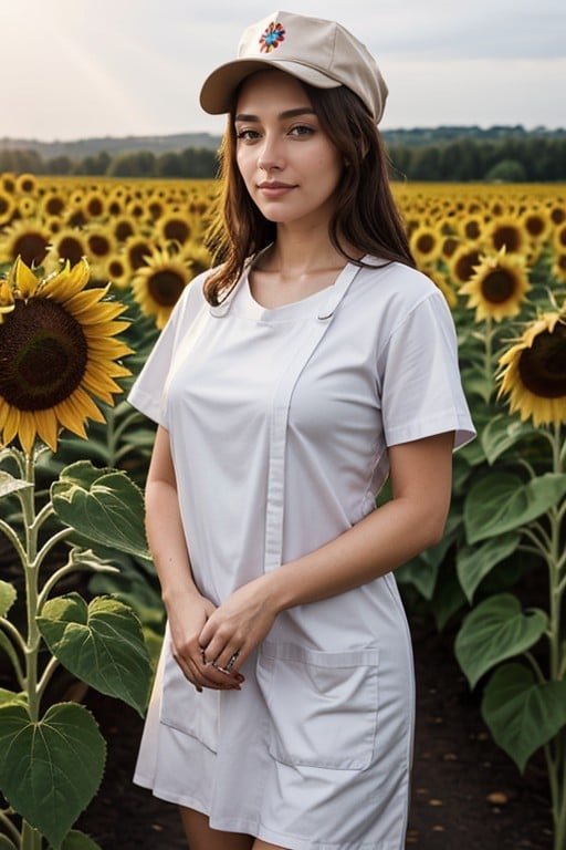 Campo De Girasoles, Trabajador De Tienda De Conveniencia, LluviosoPorno AI