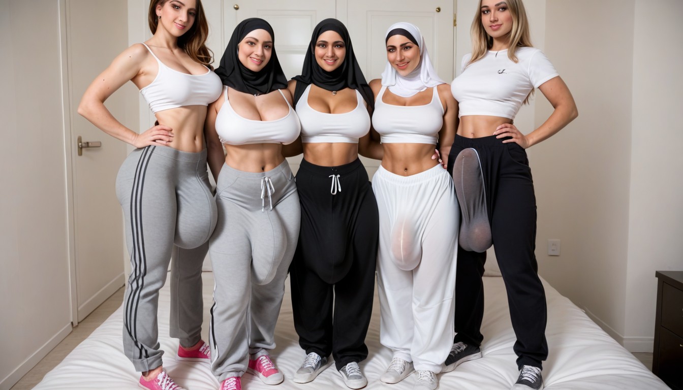 Touching Bulge, Skinny Waist, Bedroom Shemale AI Porn