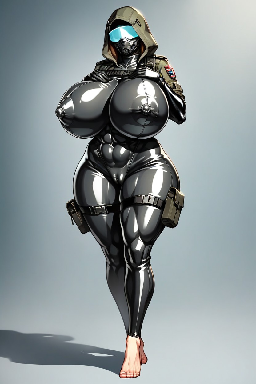 Face Covered, Gigantic Squishy Breasts, Wide HipsPorno AI