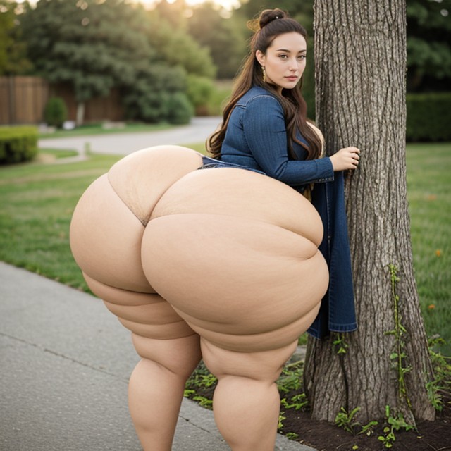 Extremely Large Ass, Hair Bun, Thick AI Porn