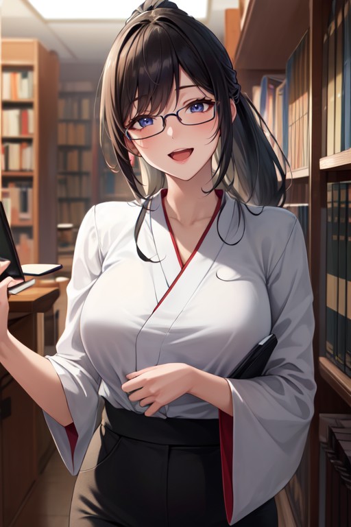 Ponytail, Glasses, Japanese AI Porn