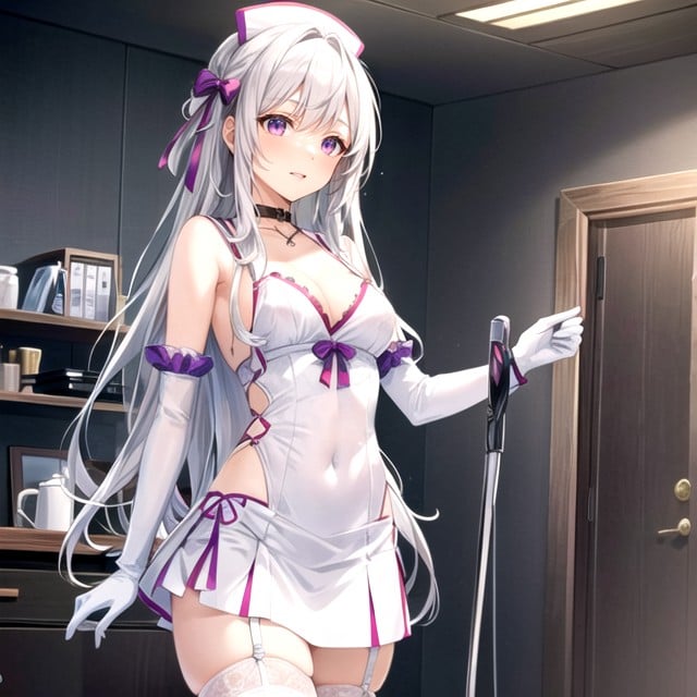 Standing, White Hair, Small AI Porn