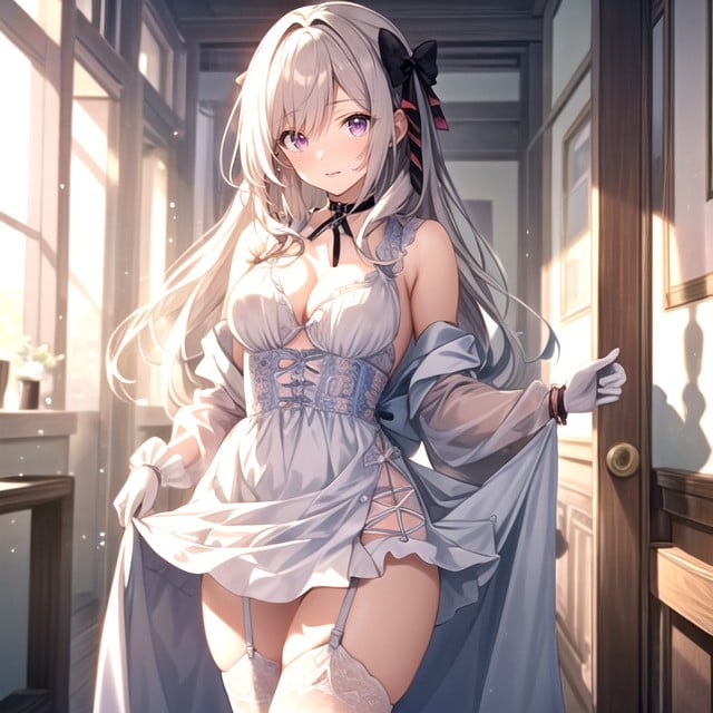 작은, 흰색, White Big Size Clothes White Hair Urine Purple Right Eyes Japanese White Nurse Outfit White Skirtthin Body White Latex Long Arms Gloves White Stoking White Elbow Gloves Garter Belt Operating Room Little Body Orgasmpeeinghandjobponytailhair Big Ribbon헨타이 AI 포르노