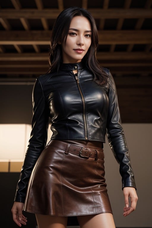 Cum All Over, Leather Boots, Tight Leather TopAIポルノ