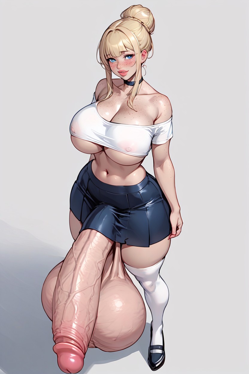 1 Person, Wide Hips, Hair Bun Shemale AI Porn