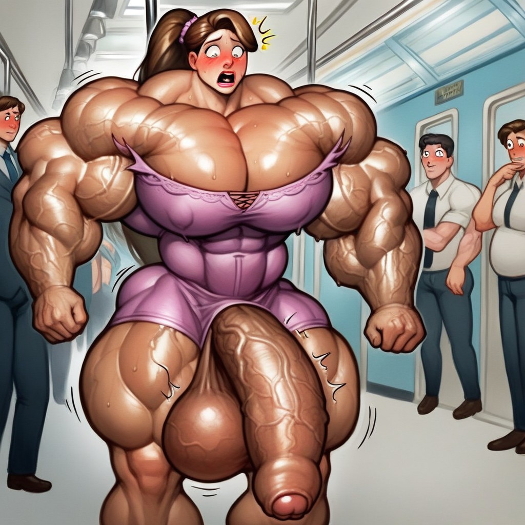 Shocked, Muscular Penis, Sweaty Shemale AI Porn