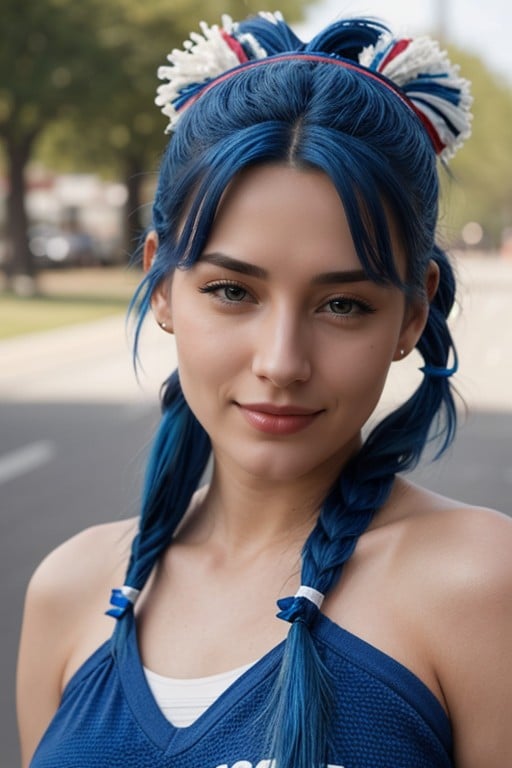 Blue Hair Pigtails Cheerleader HappyAI黃片