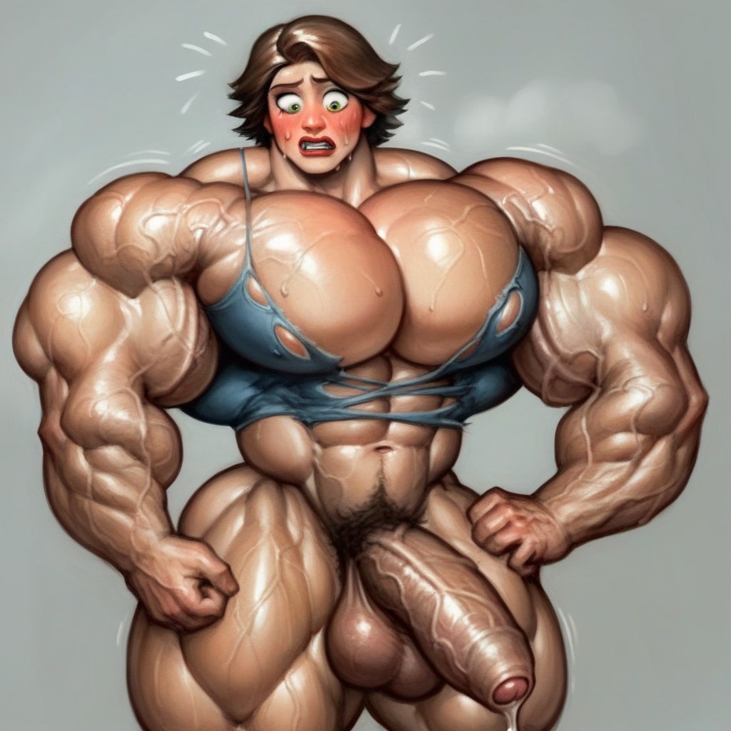Dick With Veiny Forskin, Over Pumped Veins, Prison Background Shemale AI Porn