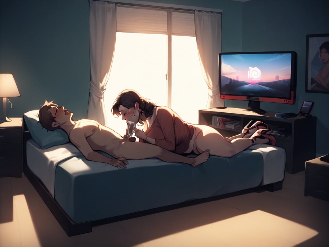 Laying Down, Video Game Console, Nintendo Switch Pornografia de IA