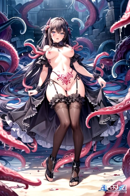 Gothic Frills Dresspink Medium Hairripped Clothes Little Body Expression Of Pain Cry And Shout Pussy Penetration Pussy Fucked Tentacles Sex Tentacle Surrounding Tits Open Pussy Cum Explosion Cum Overflow Pubic Tattoo Glowing Tattoo Tentacles Pit, フルボディAIポルノ