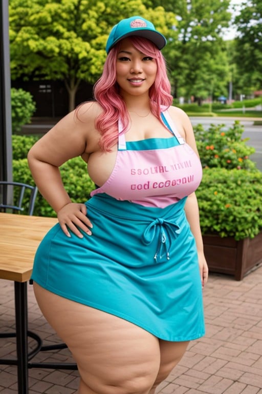 Pink Hair, Extremely Large Ass, Massive Breast AI Porn