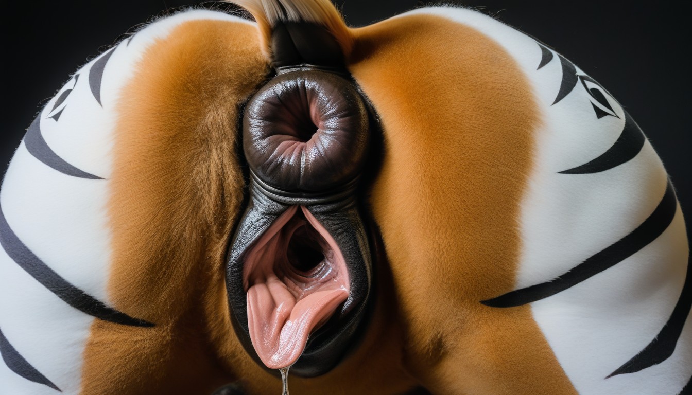 Vaginal Opening, Dripping Pussy, Dark-brown Anus Furry AI Porn