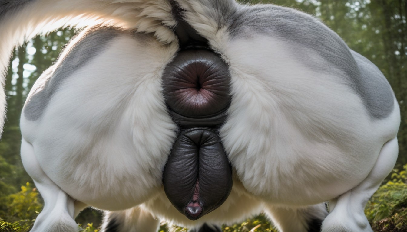 Obscured By Foliage, Rear View, Looking At Viewer Furry AI Porn