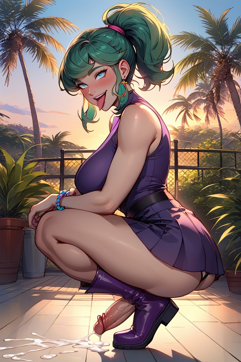Nsfw, Face Blushing, Bottom Up (upskirt) Shemale AI Porn
