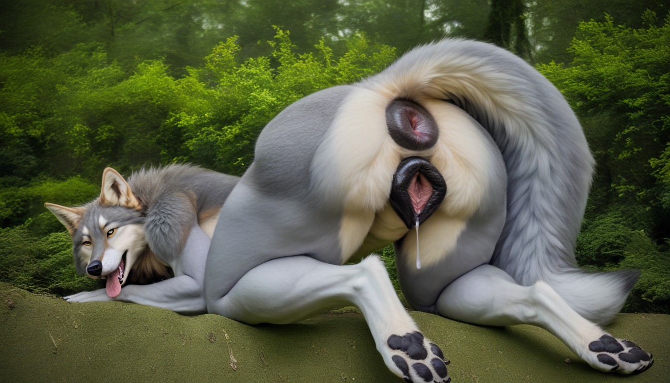 Detailed Fur, Obscured By Foliage, Extremely Large Ass Furry AI Porn