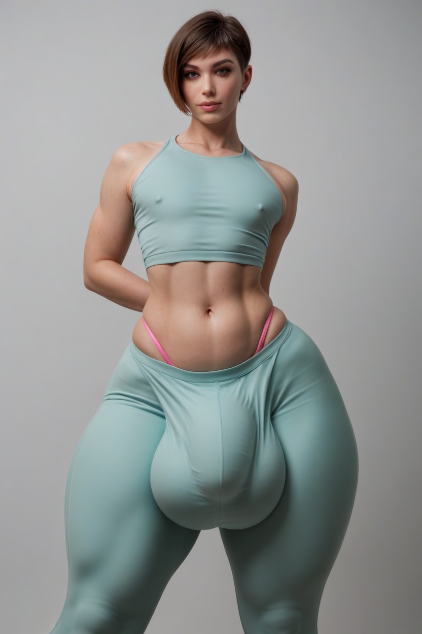 Bobcut, Highly Detailed Extra Huge Large Cock Bulge, 20s Shemale AI Porn