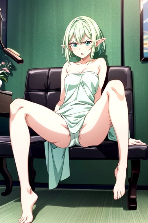 Green Ears, Naked, CumshotPorno AI