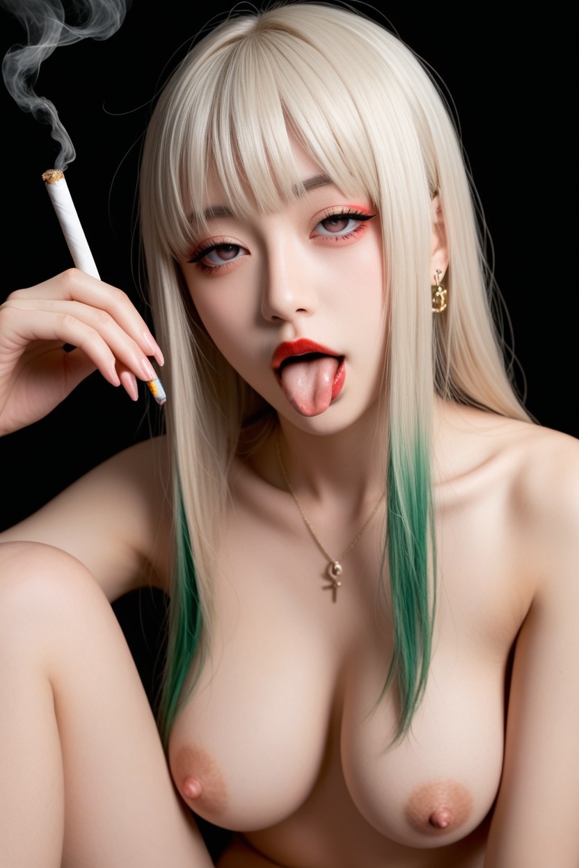 Japanese Girl, Cigarette In A Hand, Small Ass Asian AI Porn