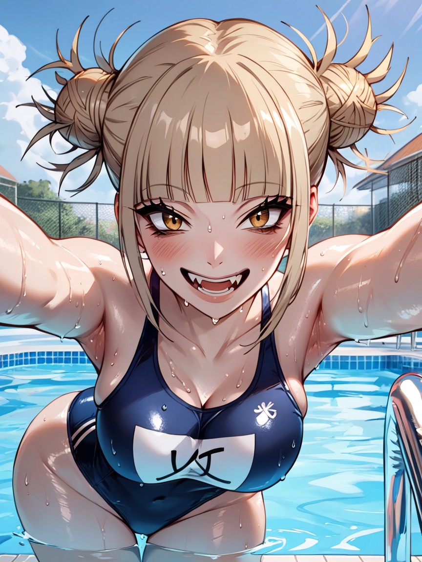 School Swimming Pool, Himiko Toga, School Swim Suit Furry AI Porn