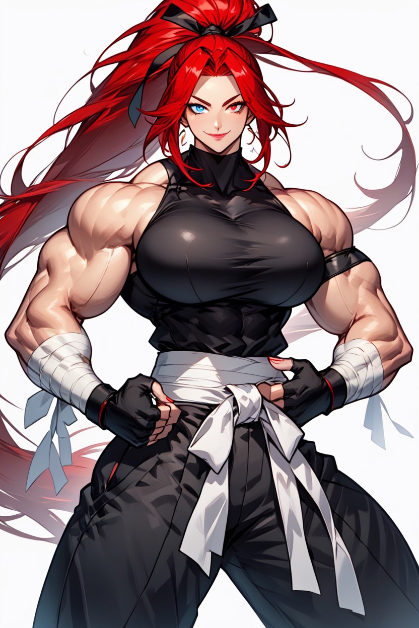 Large Body, Gigantic Ponytail, Red Eye Hentai AI Porn