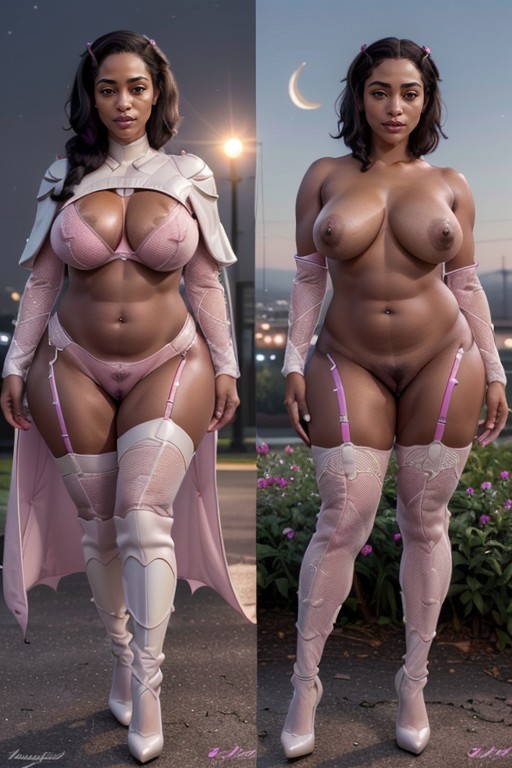 Fit, African, Crescent Moon Background AI Porn