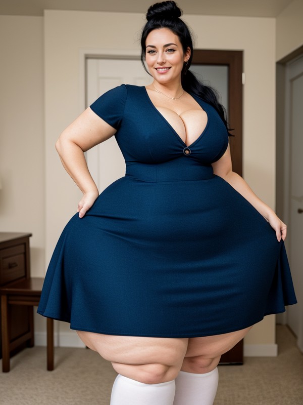 Massive Hyper Butt, Beautiful Colorful Tight Dress, Pear Shape AI Porn