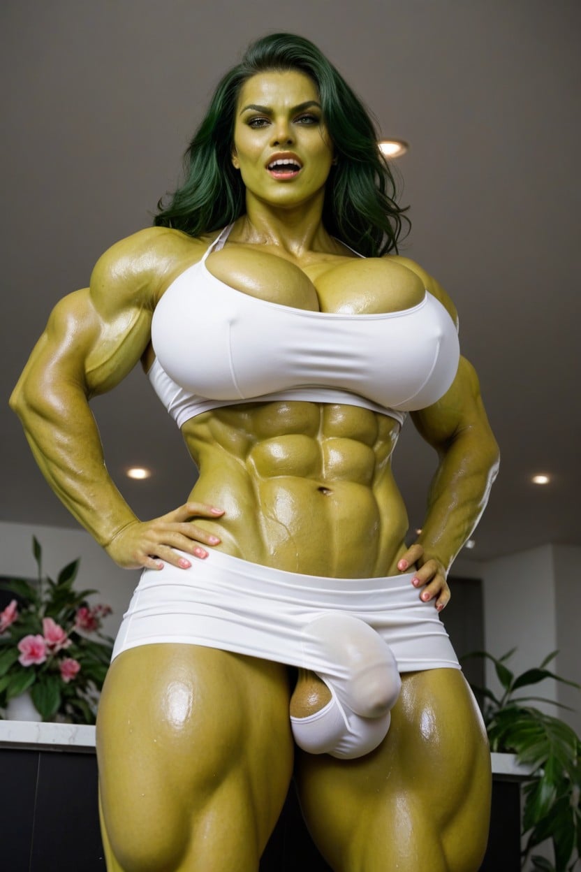 Angry, Oiled Skin, Tall Shemale AI Porn