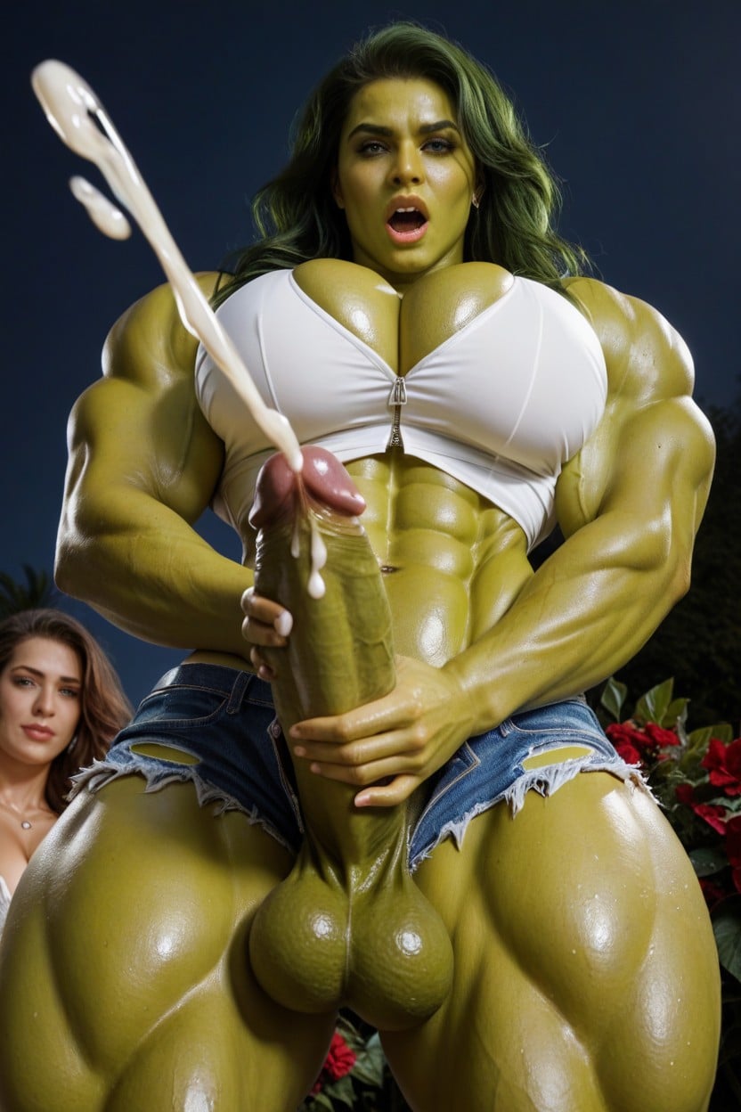 Muscular, Jerking Of With Hands, Super Defined Abs Shemale AI Porn