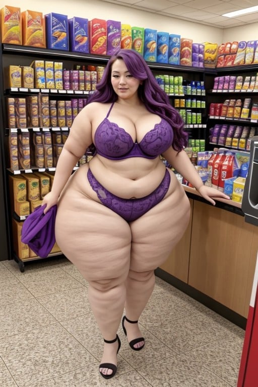 Malaysian, Purple Hair, Convenience Store AI Porn