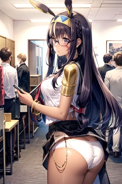 Glasses, Nsfw, Piel Marrón OscuroPorno AI Hentai