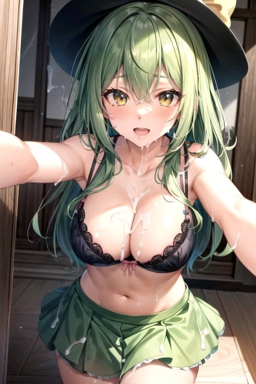 Plenty Of Cum On Bra, Komeiji Koishi From Touhou Project, Light Green HairAIポルノ