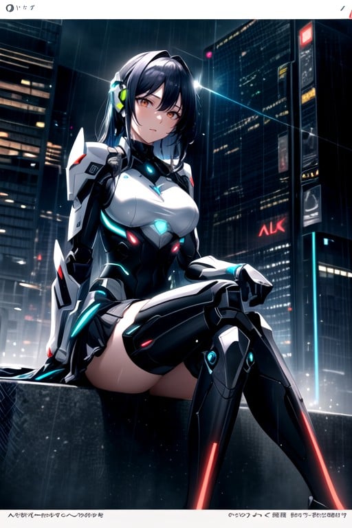 Skirt, Cyberpunk City, Thighs Exposed AI Porn