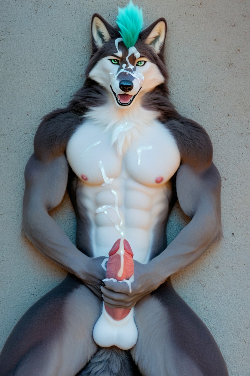 Tall, Best Possible Wolf Features, Extremely Detailed Tail Furry AI Porn