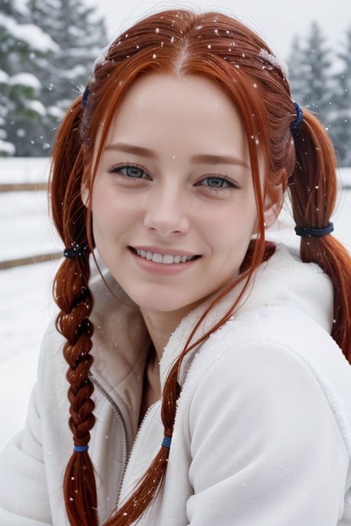 Happy Crying, Snowing, Pigtails AI Porn