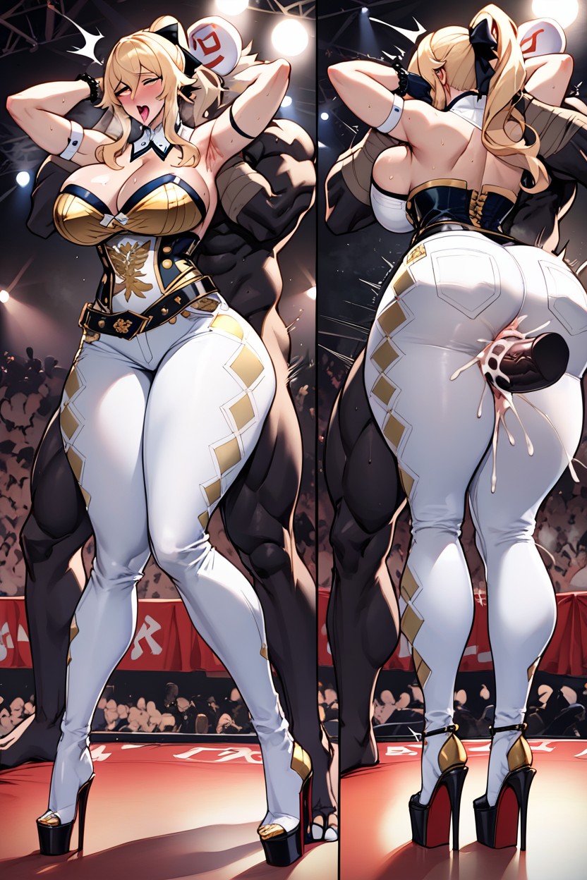Large Ass, Gold Top Pulled Down Under Breast, Slutty Hentai AI Porn