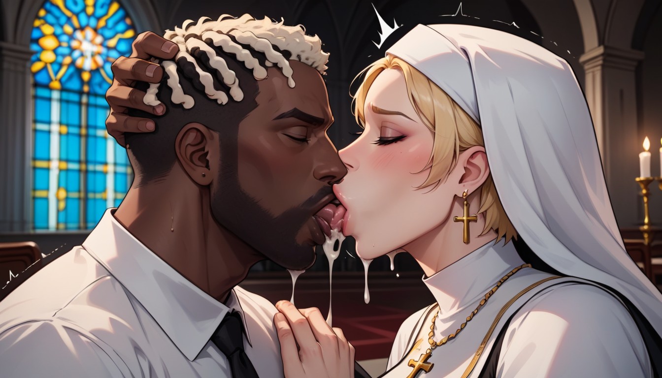 Interracial, Close Up, Wearing Nun Costume AI Gay Porn