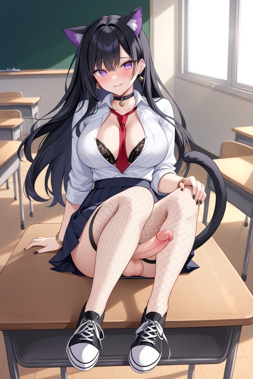 Biting Lip, Tie, Round Ass Shemale AI Porn